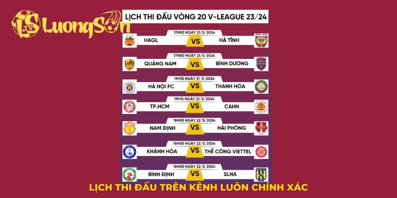 Lịch thi đấu tại nền tảng Luong Son TV luôn được cập nhật chính xác
